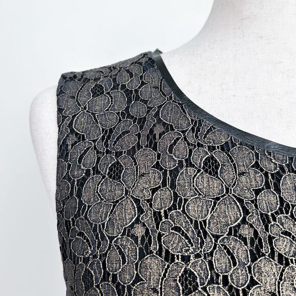 Tahari Gold Metallic Lace Sleeveless Fran Dress NWT - Picture 5 of 12